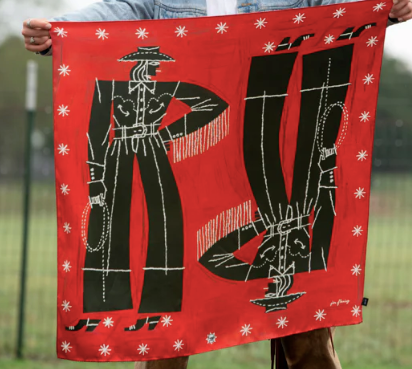 Fringe Two Cowgirls Shorty Silk Scarf