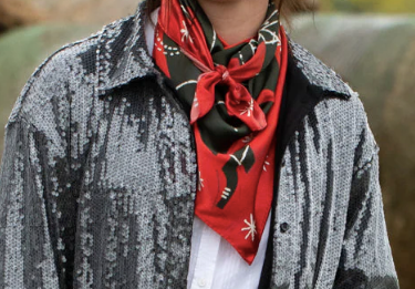 Fringe Two Cowgirls Shorty Silk Scarf