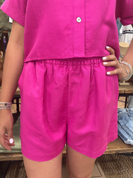 ELAN- Fuchsia drawstring shorts