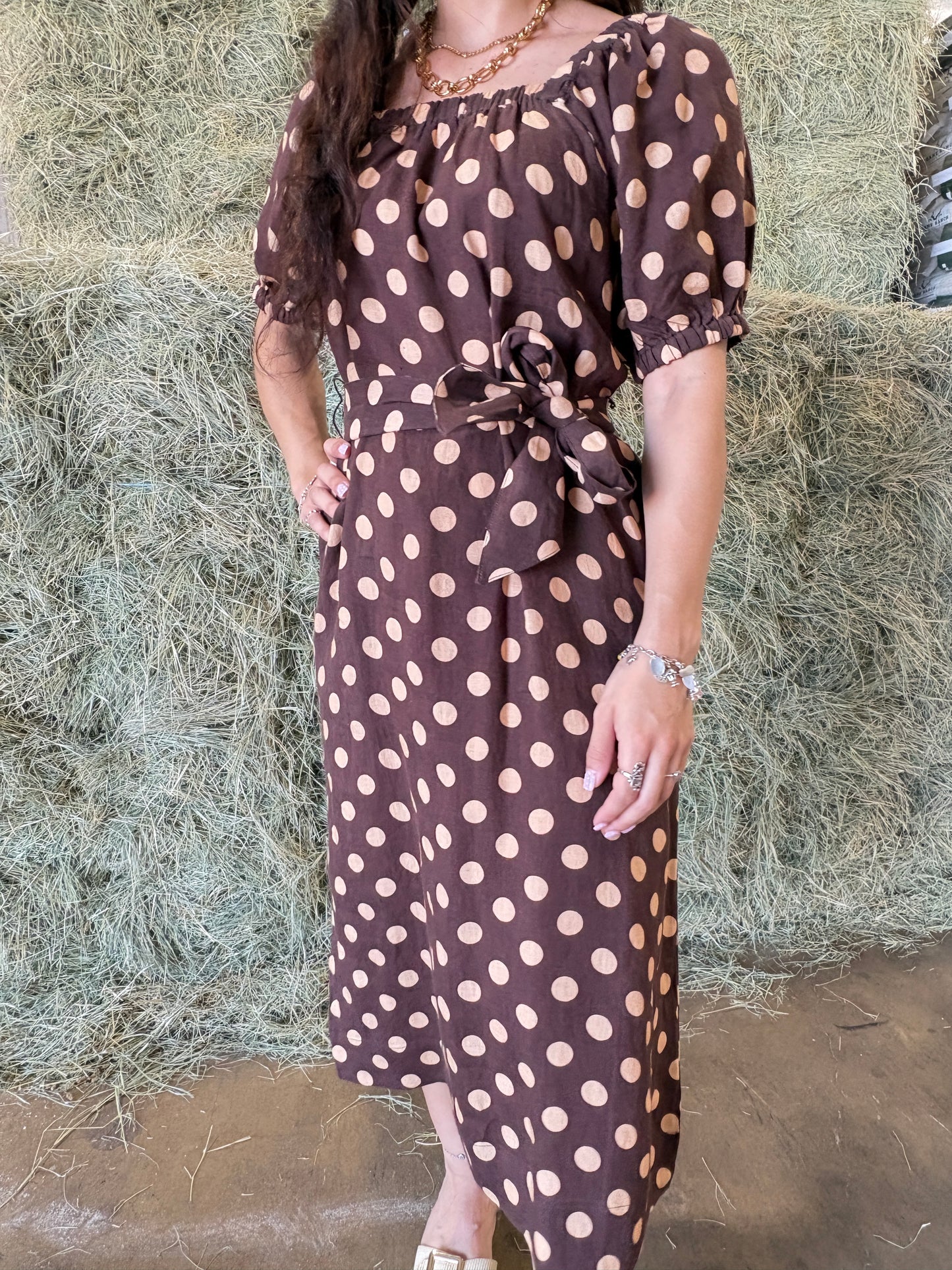 IJ-UNCL DOT LINEN DRESS