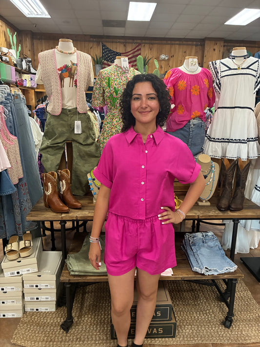 ELAN-FUCHSIA SS BUTTON DOWN