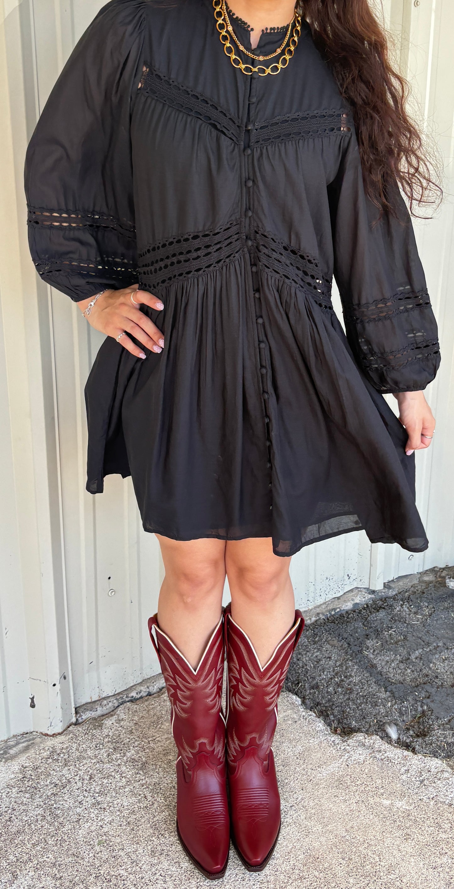 ELAN-BLACK 3/4 SLV DRESS