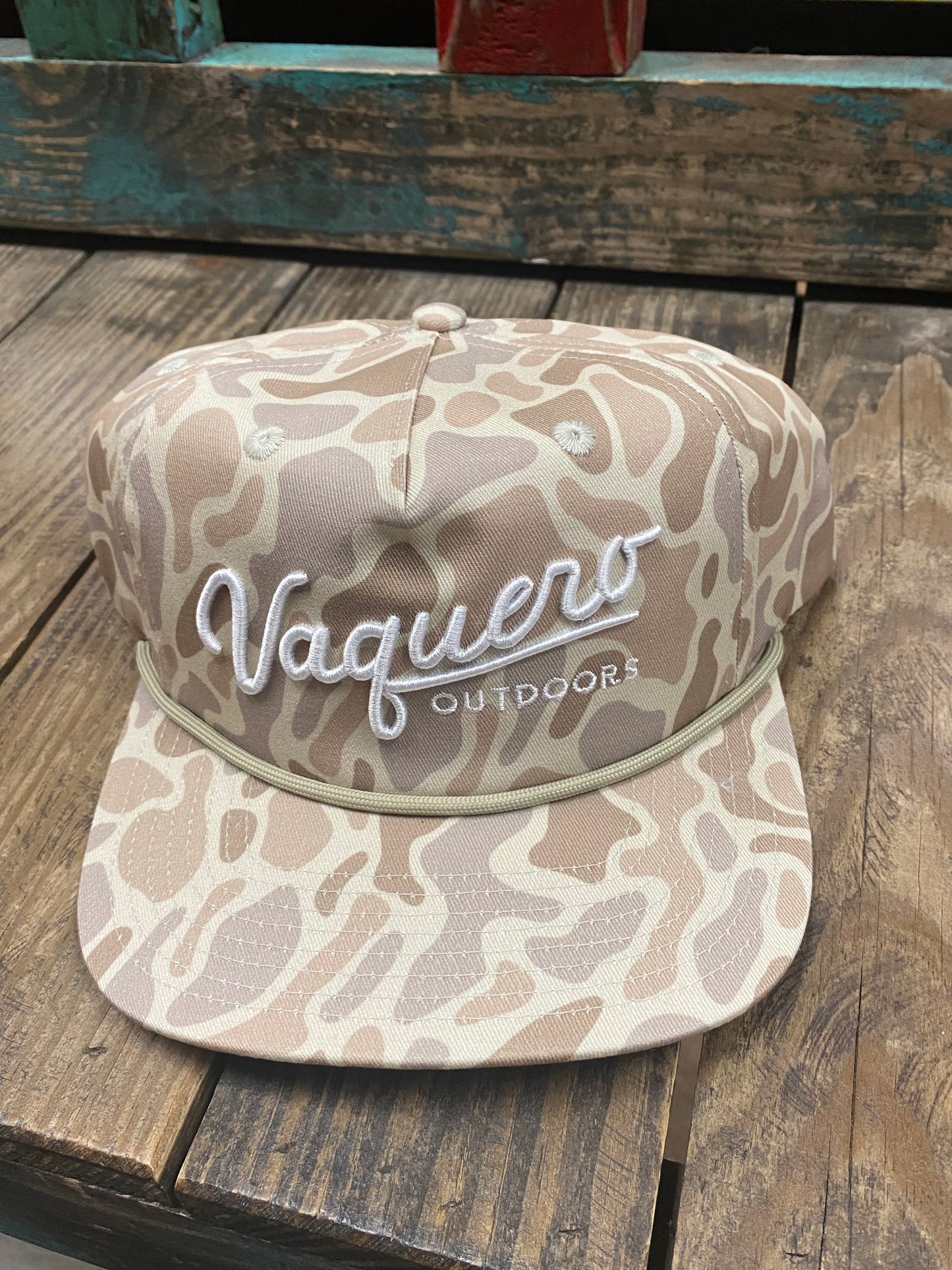 Vaquero outdoors script camo cap