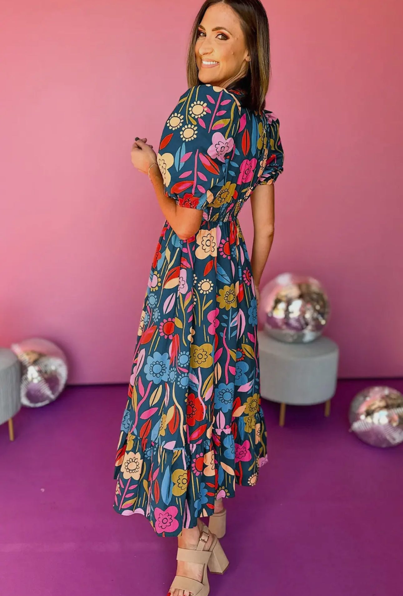 Retro Floral Maxi Dress