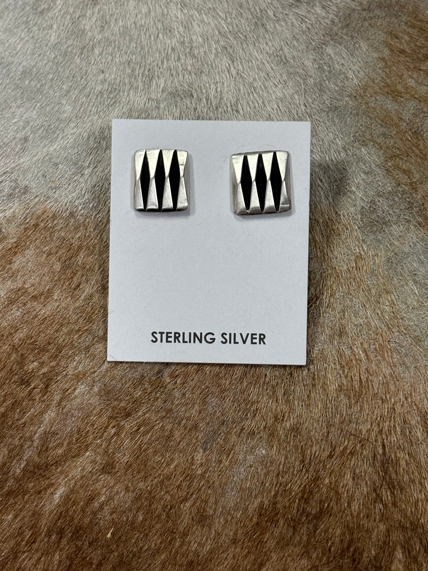 Sterling Silver Navajo Square Earrings