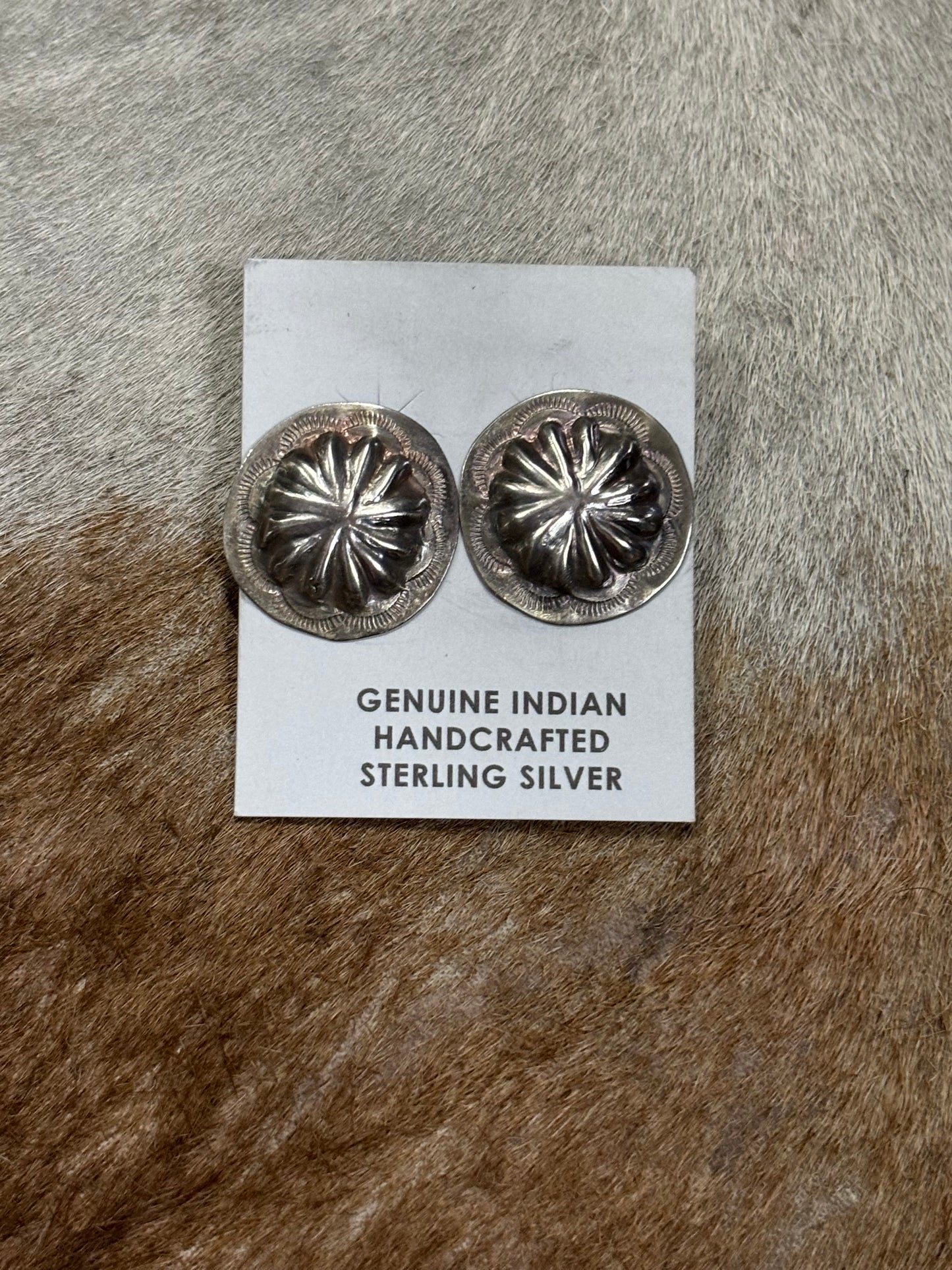 Sterling Silver Concho Disc Earrings