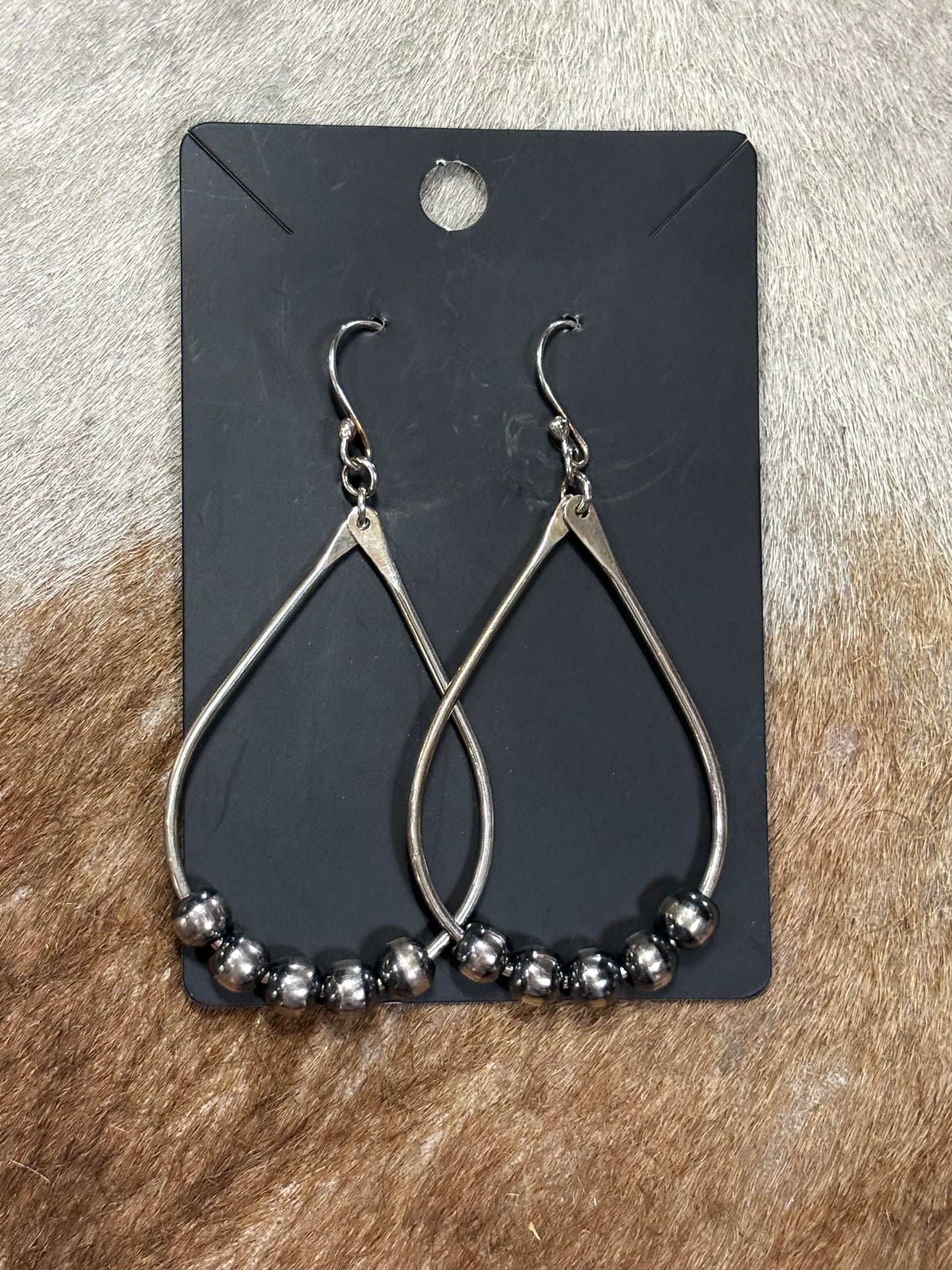 Sterling Silver Navajo Pearl Teardrop Earrings