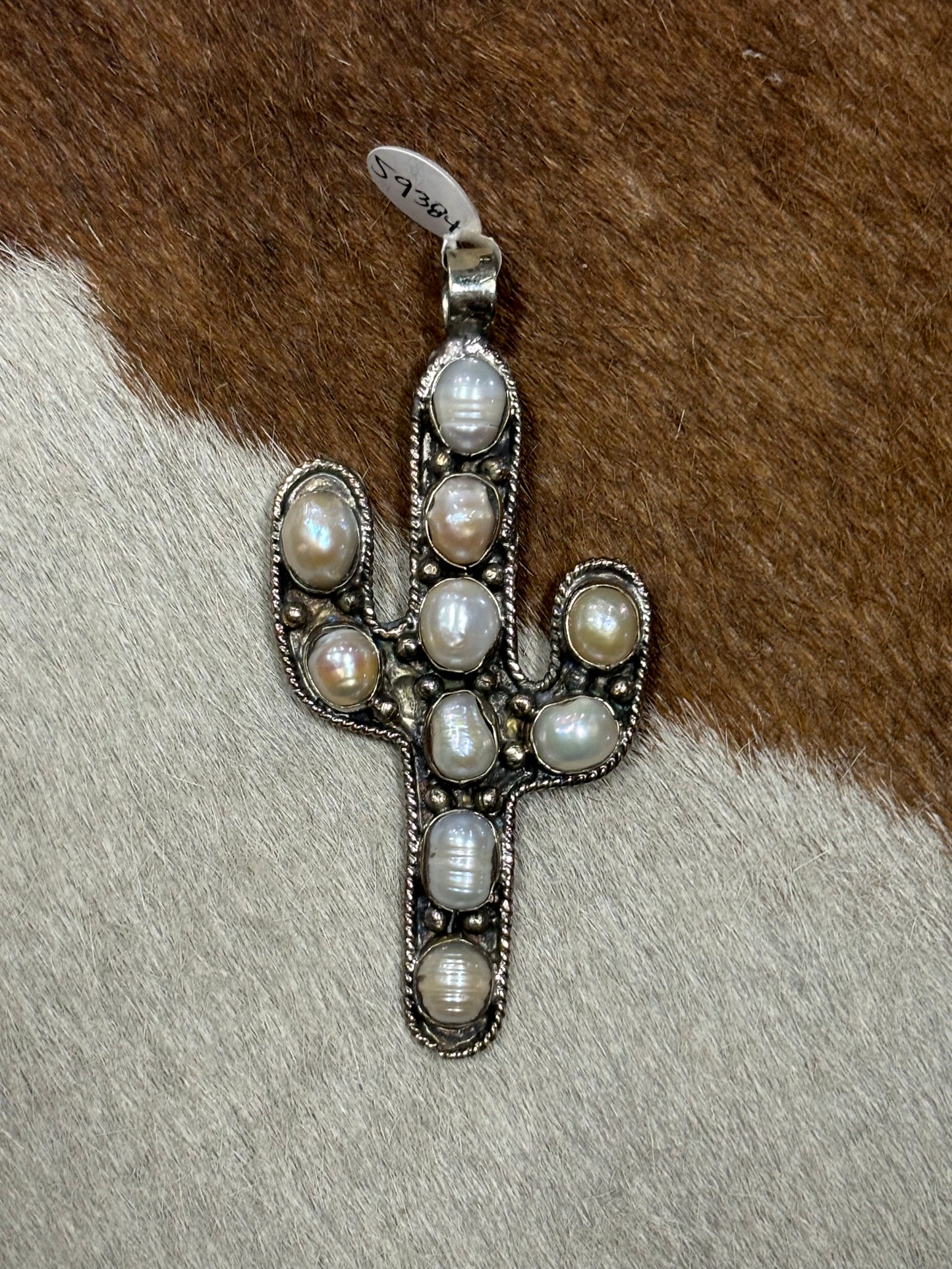 Pearl and Sterling Silver Cactus Pendant