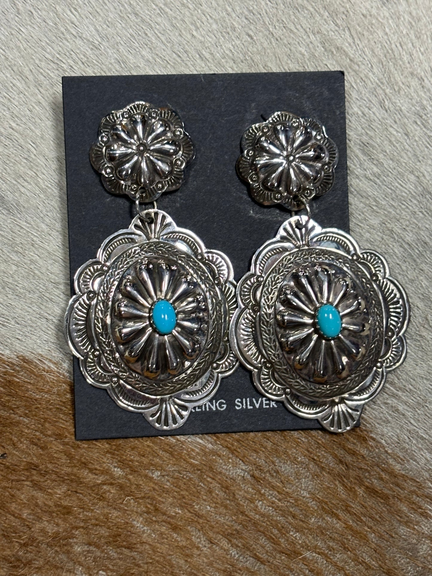 Sterling Silver Dangle Earrings with Turquoise Accent