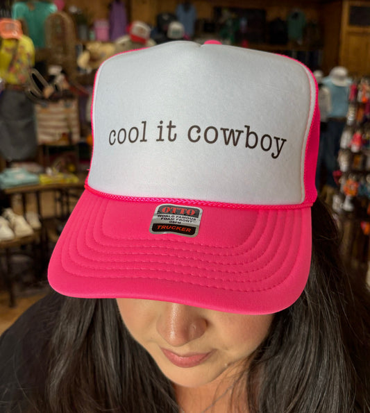 Cool It Cowboy Pink and White Trucker Cap