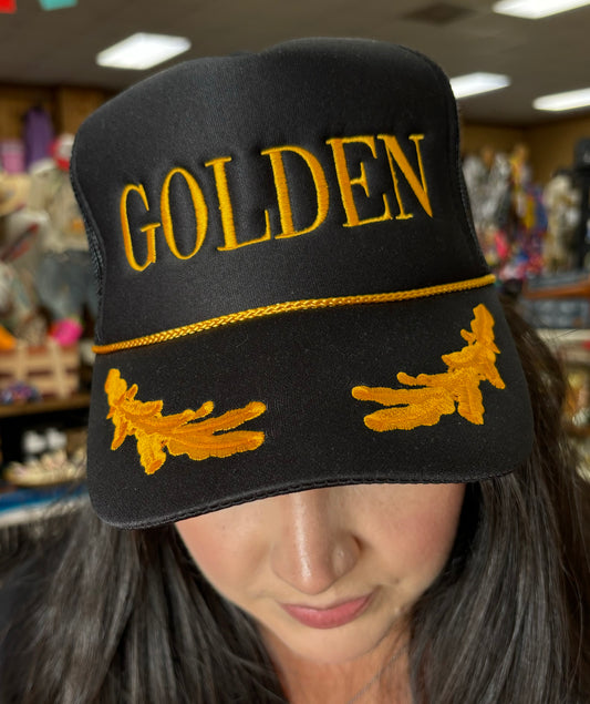 Golden Gold Oak Leaf Trucker Cap