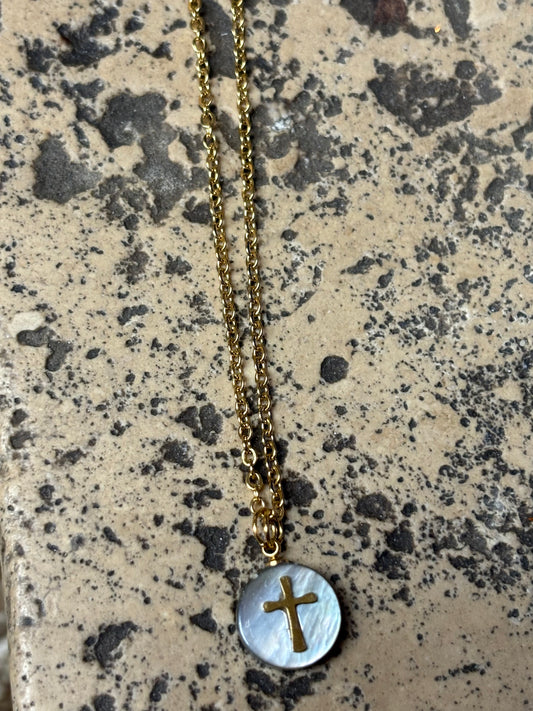 Gold Symbolic Cross Necklace