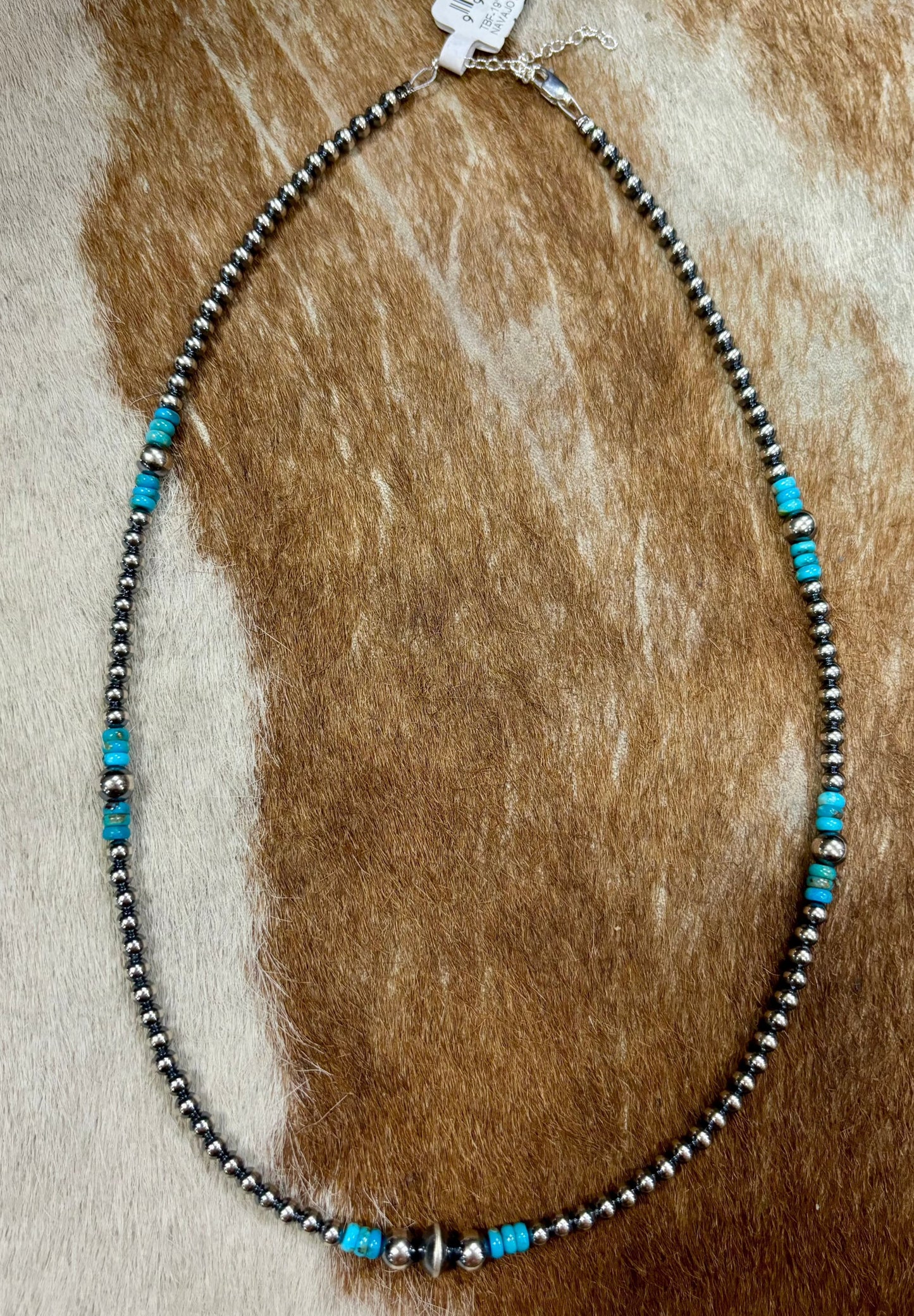 Sterling Silver Navajo Pearl and Turquoise Necklace