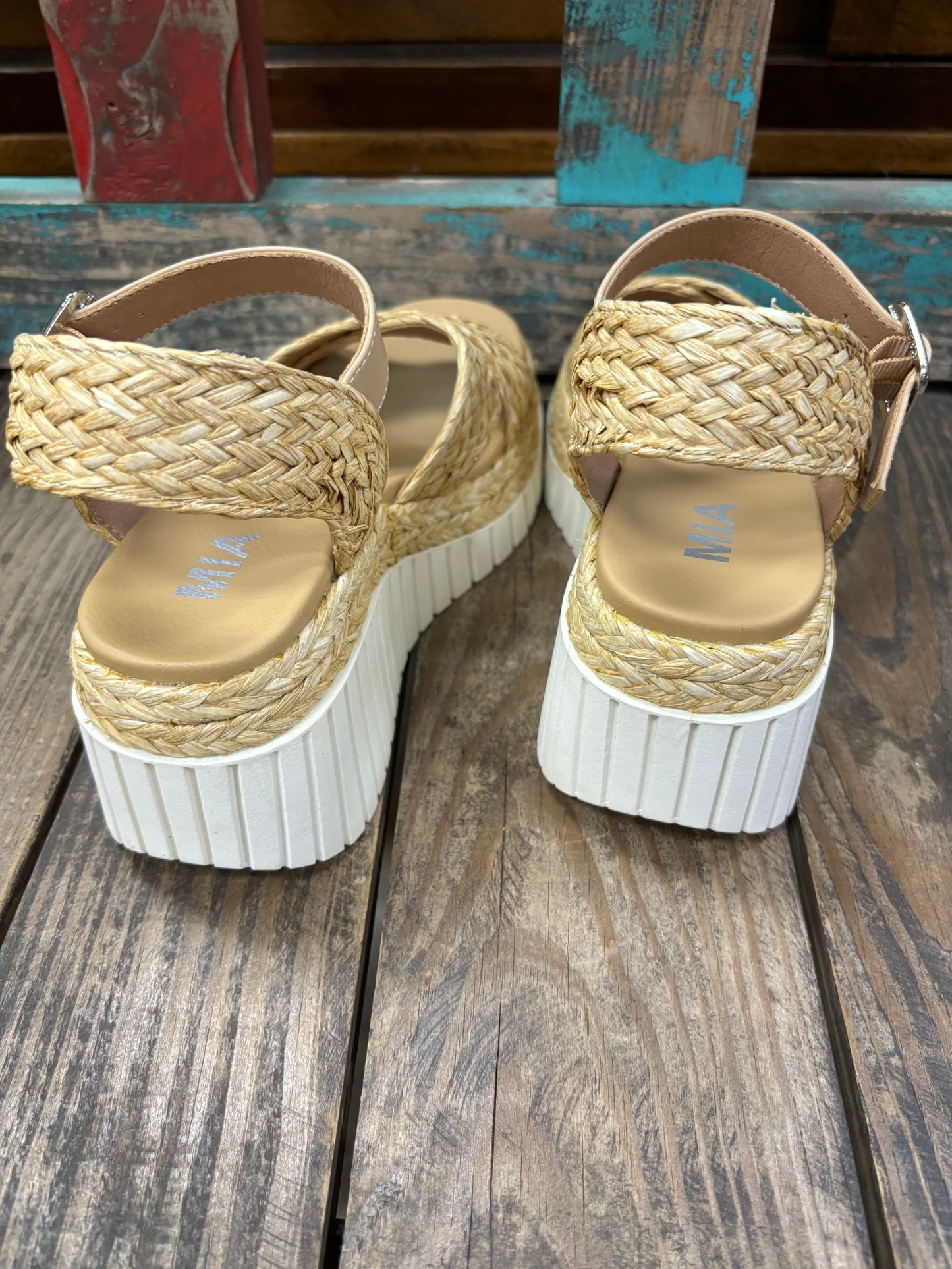 Mia Zamara Natural Raffia Sandal Wedge