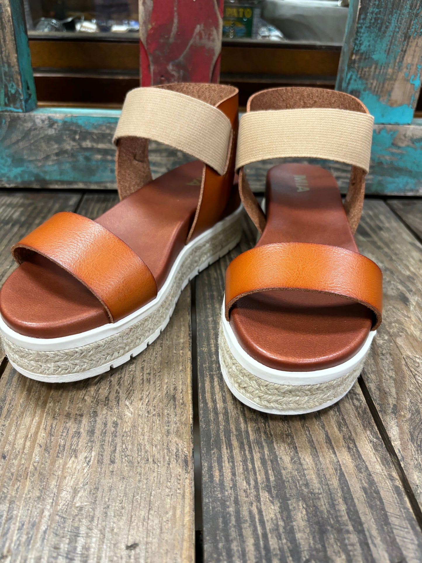 Mia Kandice Brown Leather Wedges