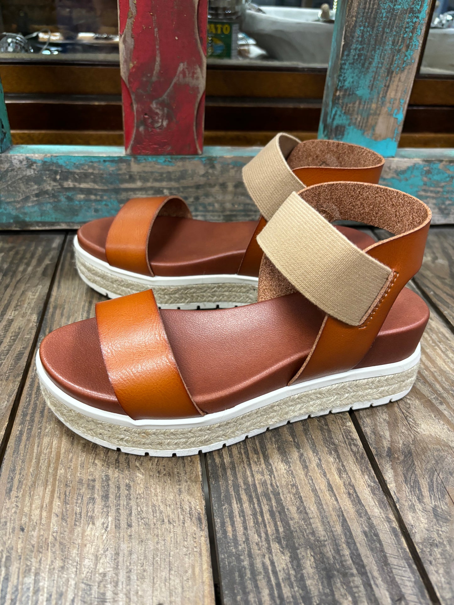 Mia Kandice Brown Leather Wedges