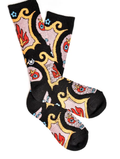 Lucky Skulls Black Western Socks