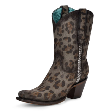 Women's Corral Grey Leopard with Woven Ankle Western Boot